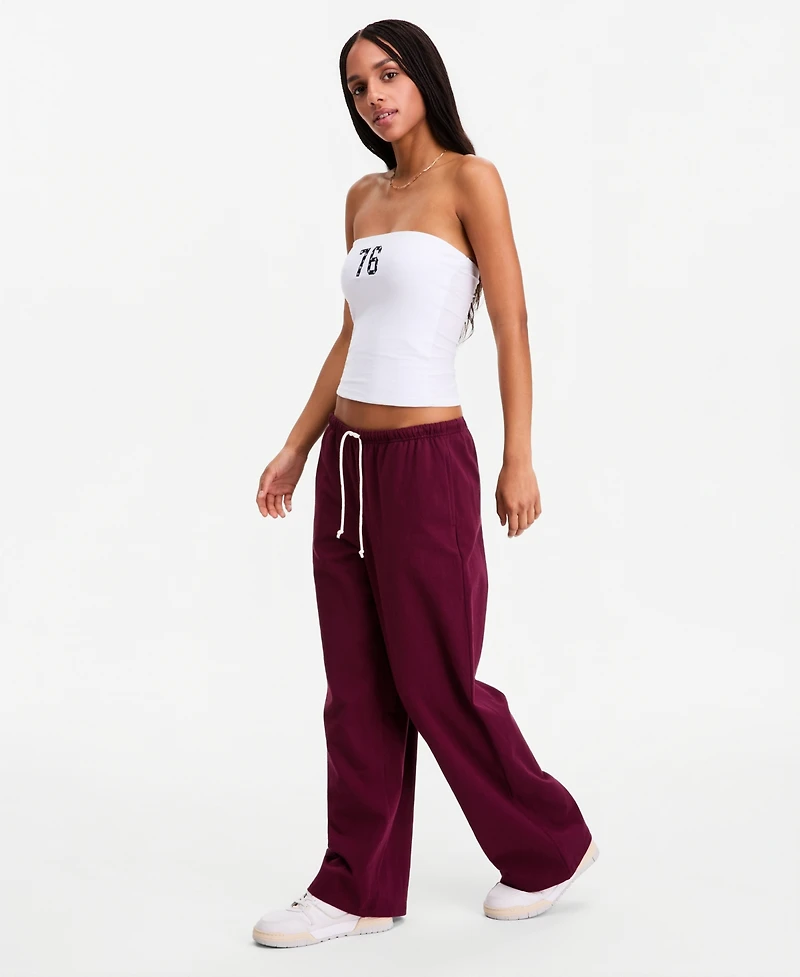 Hippie Rose Juniors' Lightweight Fleece Wide-Leg Sweatpants