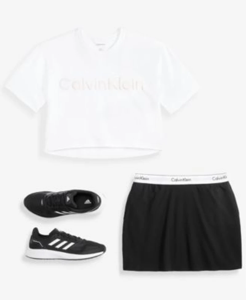 Calvin Klein Performance Womens Boxy Cropped Logo Tee Pull On Skort