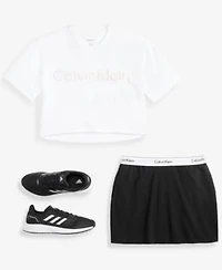 Calvin Klein Performance Womens Boxy Cropped Logo Tee Pull On Skort
