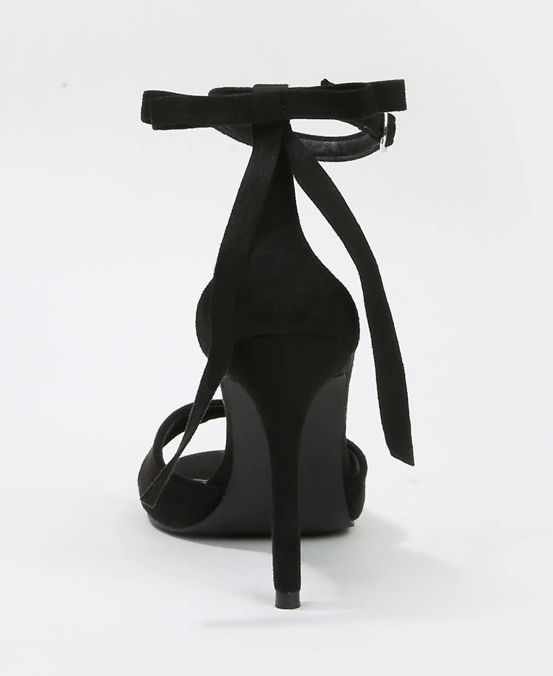 Berness Women's Fia Ankle Strap Heeled Sandal Adorned on the Back with a Double Bow