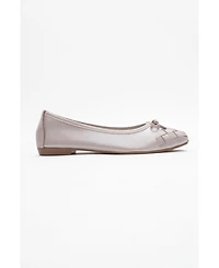 Forever and Always Shoes Women's Nopos Leather Cap Toe Ballet Flat