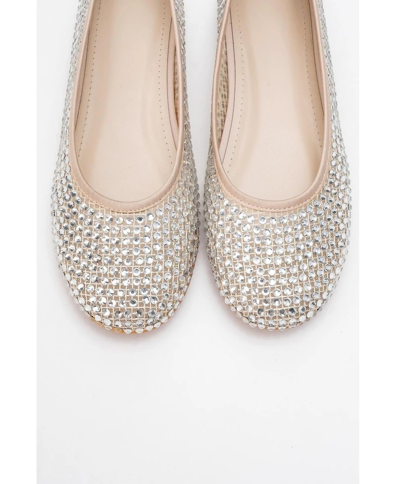 Prologue Shoes Runway Mesh Embellished Ballet Flat