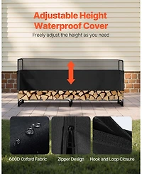 Gouun 8 feet Firewood Rack with Waterproof Cover Half Cord Outdoor Log Holder