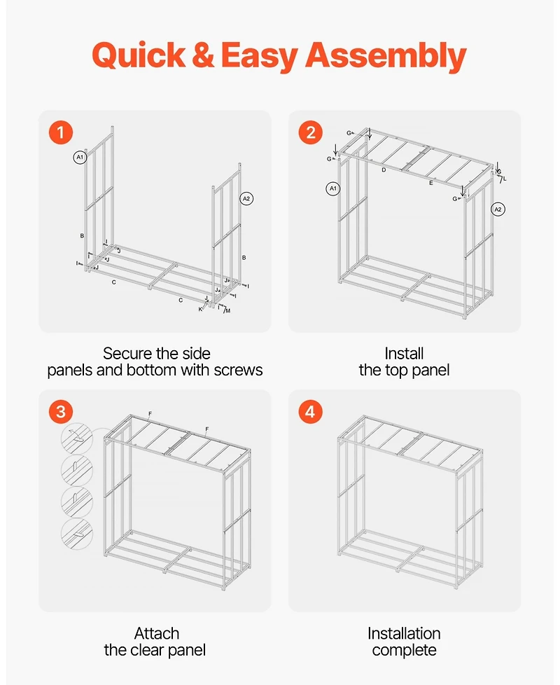 Gouun 4 ft Firewood Rack with Sloped Roof Outdoor Log Storage Shed