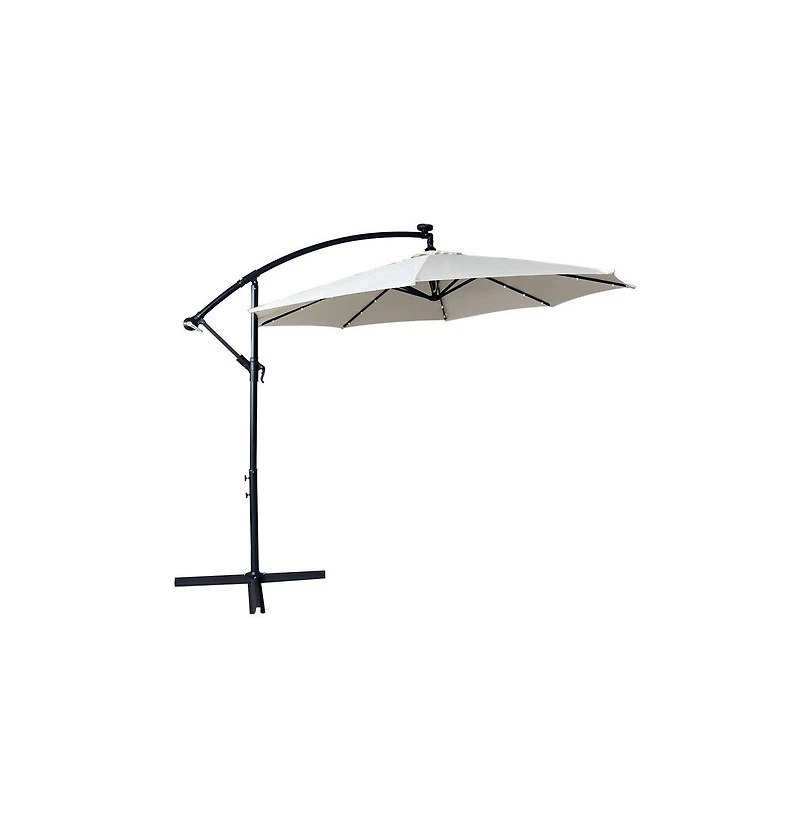 LeisureMod Outdoor 10 Ft Offset Cantilever Hanging Patio Umbrella With Solar Powered Led
