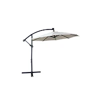 LeisureMod Outdoor 10 Ft Offset Cantilever Hanging Patio Umbrella With Solar Powered Led