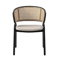 LeisureMod Dining Chair With Stainless Steel Legs Velvet Seat and Wicker Back