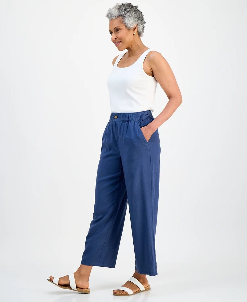 Style & Co Petite High-Rise Wide-Leg Ankle Pants, Macy's Exclusive