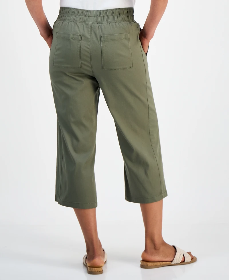 Style & Co Petite Pull-On Wide-Leg Twill Capri, Macy's Exclusive