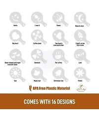 Plastic Stencils for Latte Art 16-Pc.
