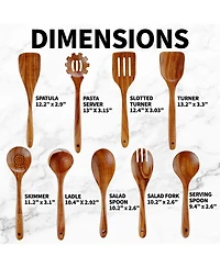 9-Piece Natural Teak Wooden Utensils for Cooking