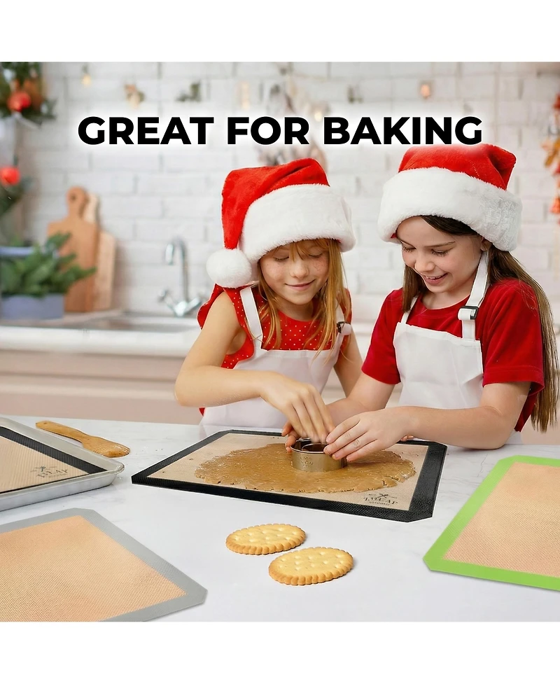 Zulay Kitchen (2 Pack) Silicone Baking Mat Sheet Set - Reusable Baking Mat Nonstick