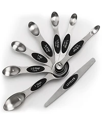 Premium Stainless Steel Magnetic Measuring Spoons, 8 Piece Set with Leveler