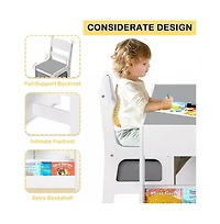 Kinder King 3-in-1 Kids Activity Table and 2 Chairs Set with Storage, Removable Top and Chalkboard