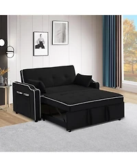 gaomon Velvet Sleeper Sofa Bed, 3-in-1 Convertible Loveseat with Cupholder, Usb Port and Adjustable Backrest