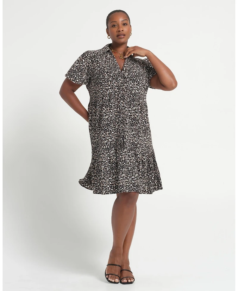 Estelle Women's Plus Abstract Geo Mini Shirt Dress