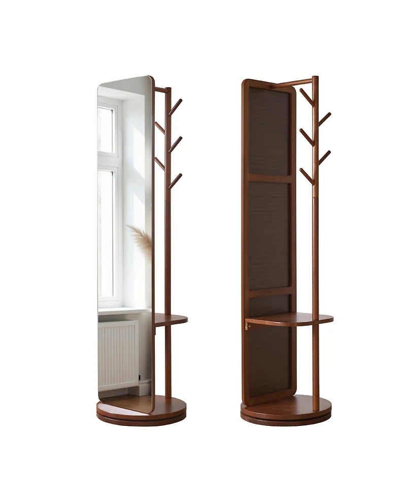 Busdays 70"x19"Full Length Mirror with Stand,Coat Rack with Mirror,Solid Wood Floor Mirror,Swivel Mirrorfor Bedroom, Living Room, Cloakroom