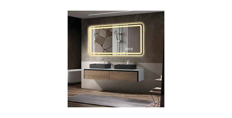 Busdays 28" x 60" Led Bathroom Vanity Mirror, Anti-Fog Dimmable Wall Mirror, Shatter-Proof Tempered Glass, Ideal for Makeup and Shaving