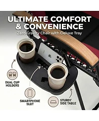 Rainsken Portable Zero Gravity Foldable Lounge Chair, Outdoor Recliner with Wooden Armrests and Cup Holder, Supports 400 Lbs for Patio, Beach and Lawn