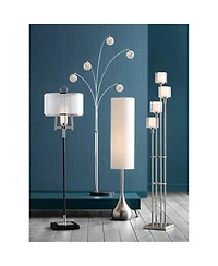 Possini Euro Design Modern Tree Floor Lamp with Usb Charging Port 4-Light 72" Tall Brushed Nickel Glass Shade Living Room Reading