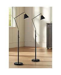 360 Lighting Wray Mid Century Modern 61" Tall Standing Floor Lamps Set of 2 Lights Adjustable Metal Antique Brass Finish