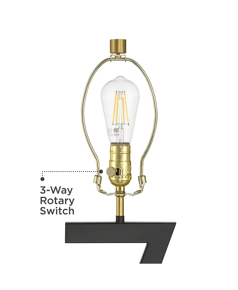 360 Lighting Pellana High Z-Base Modern 3-Way Table Lamp Usb Port Ac Power Outlet Metal Single Living Room Charging