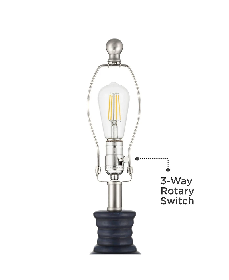 360 Lighting Maxwell 27 1/5" High Blue Rippled Ceramic Usb Table Lamp Set of 2