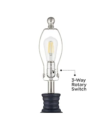 360 Lighting Maxwell 27 1/5" High Blue Rippled Ceramic Usb Table Lamp Set of 2