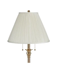 360 Lighting Dyna Traditional Tall 2-Light Standing Floor Lamp Pull Chain Gold Antique Brass Finish Pleated