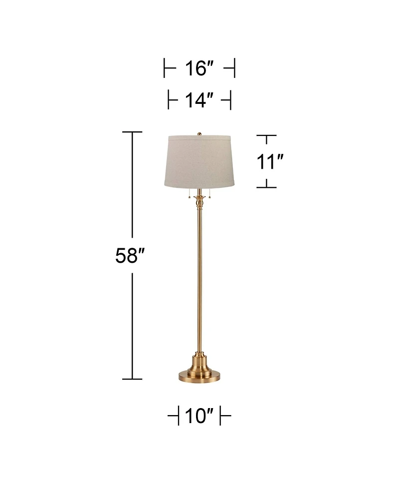 360 Lighting Dyna Traditional 58" Tall Standing Floor Lamp Pole Pull Chain Antique Brass Finish
