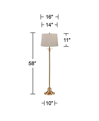 360 Lighting Dyna Traditional 58" Tall Standing Floor Lamp Pole Pull Chain Antique Brass Finish