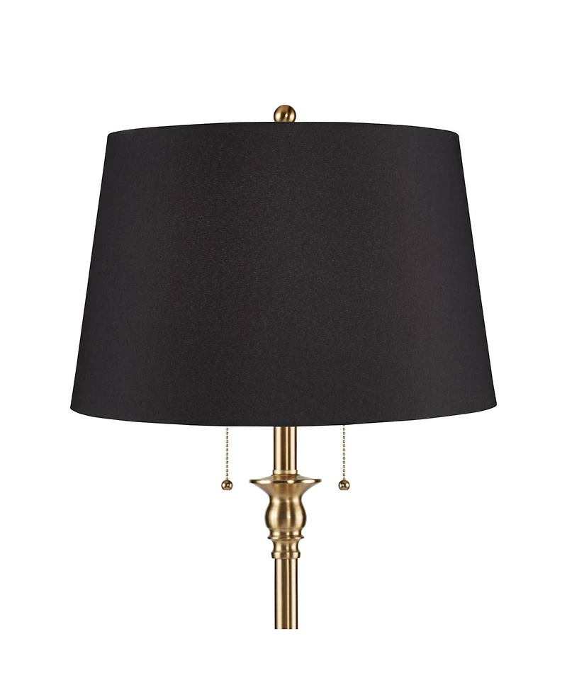 360 Lighting Dyna Traditional 58" Tall Standing Floor Lamp Skinny Pole Pull Chain Antique Brass Finish