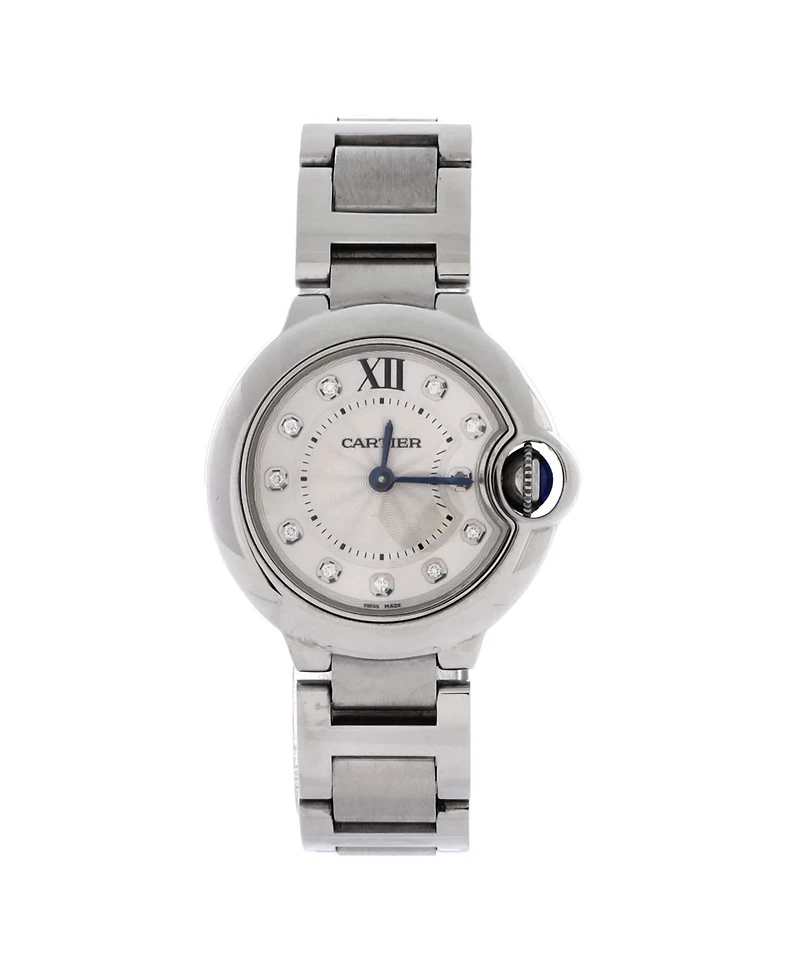 Pre-Owned Cartier Ballon Bleu de Cartier Quartz Watch in Stainless Steel with Diamond Markers 28mm