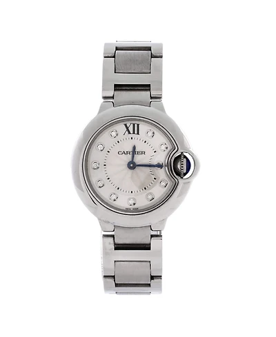 Pre-Owned Cartier Ballon Bleu de Cartier Quartz Watch in Stainless Steel with Diamond Markers 28mm