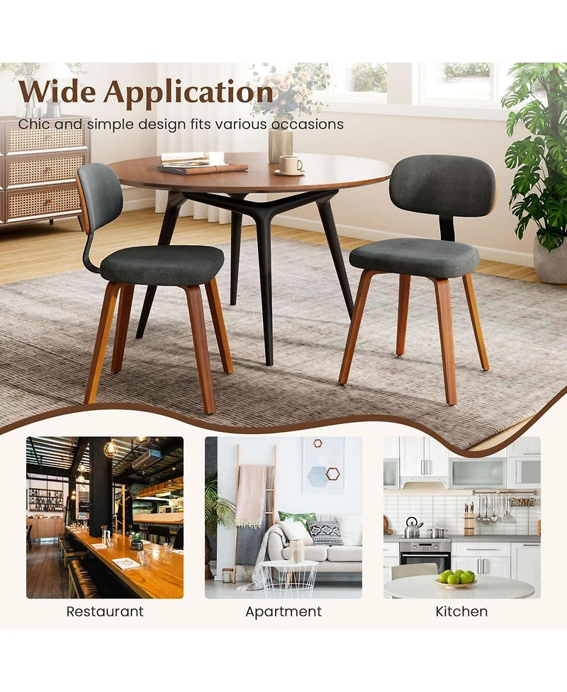 Gymax Dining Chairs Set of 2 w/Curved Backrest Padded Seat for Room Living