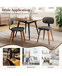 Gymax Dining Chairs Set of 2 w/Curved Backrest Padded Seat for Room Living