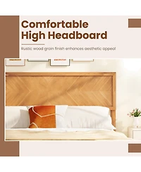 Gouun Bed Frame with Headboard and Storage Space