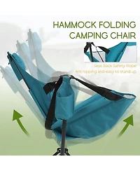 Rainsken Outdoor Hammock Chairs Set of 2, Portable Folding Rocking Chair with Adjustable Back and Carry Bag, Oversized Recliner for Travel, Camping