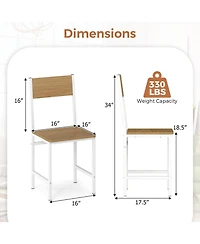 Gymax Set of 4 Dining Chairs w/Metal Legs Slanted Back Wide Seat for Living Room