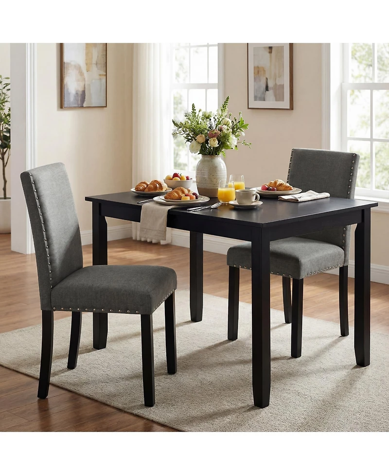 Gymax Wooden Dining Chairs Set of w/Solid Rubber Bent Wood Legs for Dining Room