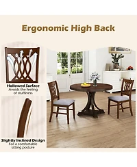 Gymax Dining Chairs Set of 4 w/Padded Seat Hollowed Backrest and Rubber Wood Frame