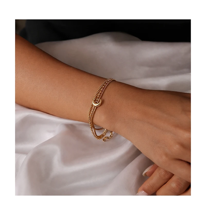 Rebl Jewelry Layered Crescent Moon Bracelet Stainless Steel