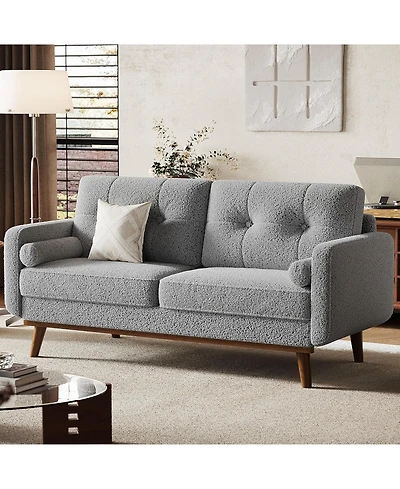 gaomon 65" Loveseat Sofa, Boucle Upholstered 2-Seater Couch with Deep Seat for Small Spaces