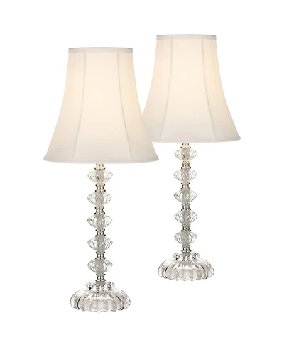 360 Lighting Bohemian Country Cottage Accent Table Lamps 21" High Set of 2 Clear Stacked Glass Bell for Bedroom Living Room Bedside