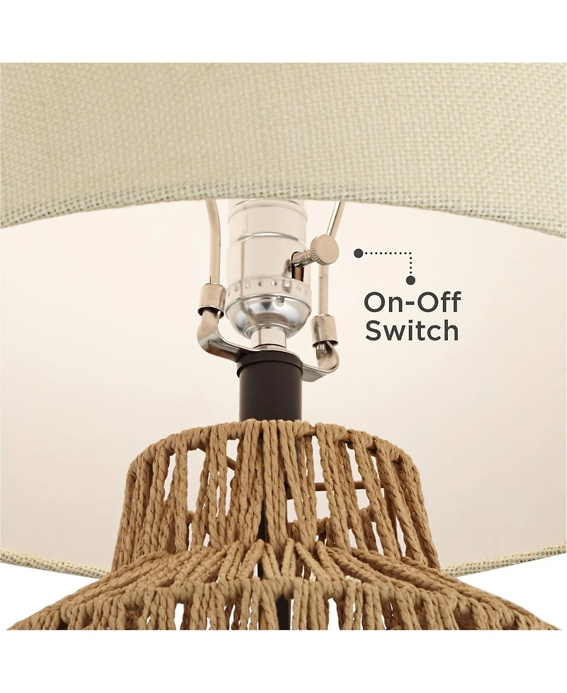 360 Lighting San Marcos 27" Tall Modern Coastal Table Lamps Set of 2 Wicker Metal Living Room Bedroom