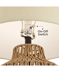 360 Lighting San Marcos 27" Tall Modern Coastal Table Lamps Set of 2 Wicker Metal Living Room Bedroom