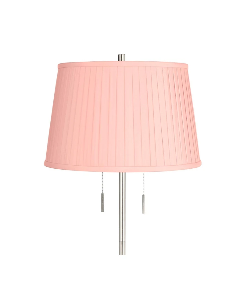 360 Lighting Abba Modern 66" Tall Standing Floor Lamp Pole Pull Chain Metal Brushed Nickel Finish Pleated