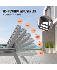 Gouun 6-Position Adjustable Hdpe Outdoor Chaise Lounge Chair with Cup Holder, 400 lbs Capacity