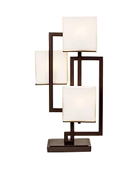 Possini Euro Design 24" High Geometric Small Modern Table Lamps Set of 2 Roman Bronze Finish Metal Living Room Bedroom