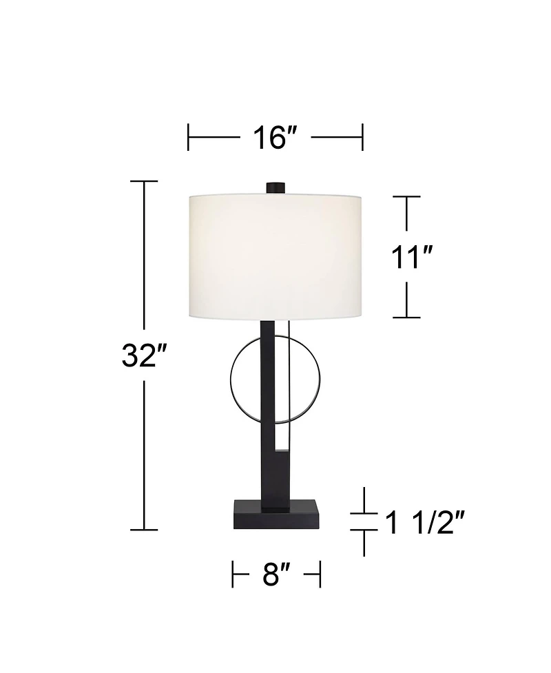 Possini Euro Design Galaxy 32" Tall Geometric Base Large Modern End Table Lamp Dual Usb Ports Metal Living Room Charging